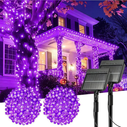 Solar String Lights Outdoor, 2 Pack LED Solar Outdoor Lights | Solar Fairy Lights with 8 Lighting Modes, Waterproof Solar Christmas Halloween  Lights for Outside Tree Garden Balcony Gazebo Party - Purple - Size 22ft 30-LED String Light