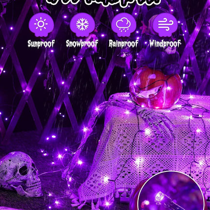 Solar String Lights Outdoor, 2 Pack LED Solar Outdoor Lights | Solar Fairy Lights with 8 Lighting Modes, Waterproof Solar Christmas Halloween  Lights for Outside Tree Garden Balcony Gazebo Party - Purple - Size 40ft 100-LED String Light