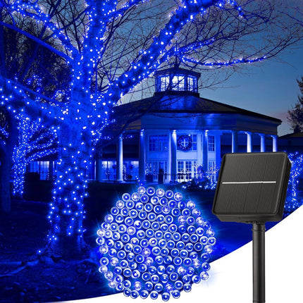 Solar String Lights Outdoor Waterproof, LED Outdoor Light | Solar Fairy Lights with 8 Lighting Modes, IP65 Waterproof Solar Christmas Halloween Lights for Outdoor Outside Tree Patio - Blue - Size 72ft 200-LED String Light