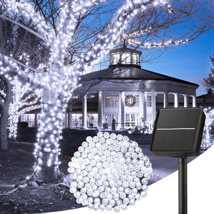 Solar String Lights Outdoor Waterproof, LED Outdoor Light | Solar Fairy Lights with 8 Lighting Modes, IP65 Waterproof Solar Christmas Halloween Lights for Outdoor Outside Tree Patio - White - Size 40ft 100-LED String Light