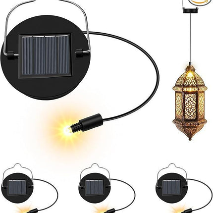 Solar Light Replacement Tops - Waterproof Solar Lantern Lid Parts with Rechargeable Battery AA 600mAh for Outdoor Hanging Lanterns, Garden, Yard, Patio, Lamp DIY Decorations - Warm Light - Size 4-Pack