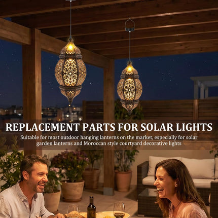 Solar Light Replacement Tops - Waterproof Solar Lantern Lid Parts with Rechargeable Battery AA 600mAh for Outdoor Hanging Lanterns, Garden, Yard, Patio, Lamp DIY Decorations - Warm Light - Size 4-Pack