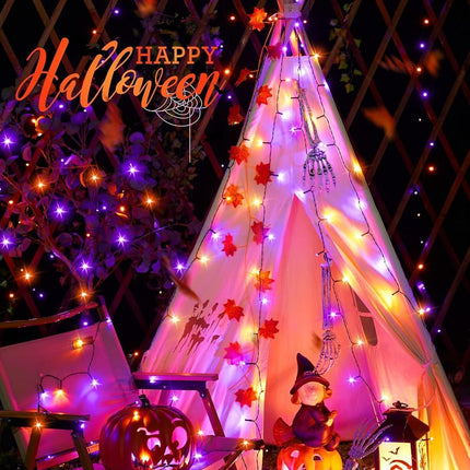 Solar String Lights Outdoor, 2 Pack LED Solar Outdoor Lights | Solar Fairy Lights with 8 Lighting Modes, Waterproof Solar Christmas Halloween  Lights for Outside Tree Garden Balcony Gazebo Party - Orange Purple - Size 40ft 100-LED String Light