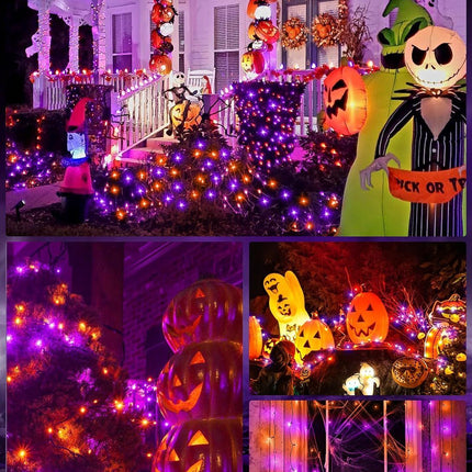 Solar String Lights Outdoor, 2 Pack LED Solar Outdoor Lights | Solar Fairy Lights with 8 Lighting Modes, Waterproof Solar Christmas Halloween  Lights for Outside Tree Garden Balcony Gazebo Party - Orange Purple - Size 40ft 100-LED String Light
