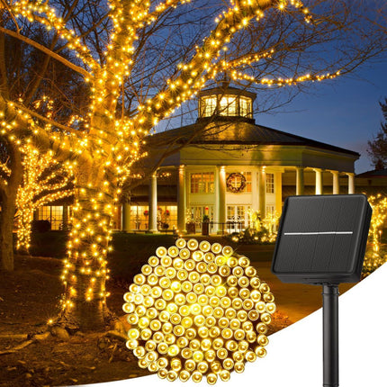 Solar String Lights Outdoor Waterproof, LED Outdoor Light | Solar Fairy Lights with 8 Lighting Modes, IP65 Waterproof Solar Christmas Halloween Lights for Outdoor Outside Tree Patio - Warm White - Size 22ft 30-LED String Light