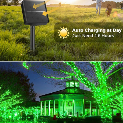 Solar String Lights Outdoor, 2 Pack LED Solar Outdoor Lights | Solar Fairy Lights with 8 Lighting Modes, Waterproof Solar Christmas Halloween  Lights for Outside Tree Garden Balcony Gazebo Party - Green - Size 72ft 200-LED String Light