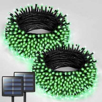 Solar String Lights Outdoor, 2 Pack LED Solar Outdoor Lights | Solar Fairy Lights with 8 Lighting Modes, Waterproof Solar Christmas Halloween  Lights for Outside Tree Garden Balcony Gazebo Party - Green - Size 105ft 300-LED String Light