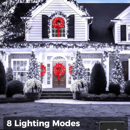 Solar String Lights Outdoor, 2 Pack LED Solar Outdoor Lights | Solar Fairy Lights with 8 Lighting Modes, Waterproof Solar Christmas Halloween  Lights for Outside Tree Garden Balcony Gazebo Party - White - Size 22ft 30-LED String Light