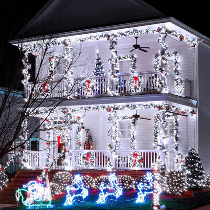 Solar String Lights Outdoor, 2 Pack LED Solar Outdoor Lights | Solar Fairy Lights with 8 Lighting Modes, Waterproof Solar Christmas Halloween  Lights for Outside Tree Garden Balcony Gazebo Party - White - Size 22ft 30-LED String Light