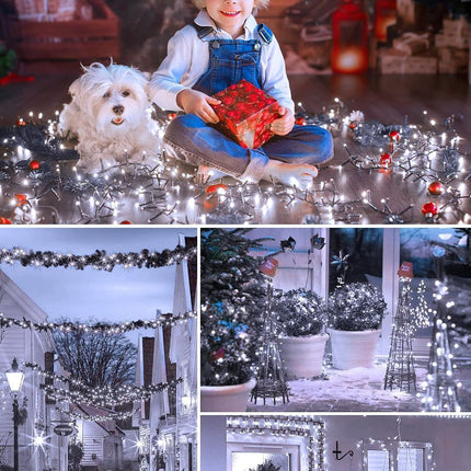 Solar String Lights Outdoor, 2 Pack LED Solar Outdoor Lights | Solar Fairy Lights with 8 Lighting Modes, Waterproof Solar Christmas Halloween  Lights for Outside Tree Garden Balcony Gazebo Party - White - Size 40ft 100-LED String Light