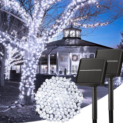 Solar String Lights Outdoor, 2 Pack LED Solar Outdoor Lights | Solar Fairy Lights with 8 Lighting Modes, Waterproof Solar Christmas Halloween  Lights for Outside Tree Garden Balcony Gazebo Party - White - Size 72ft 200-LED String Light