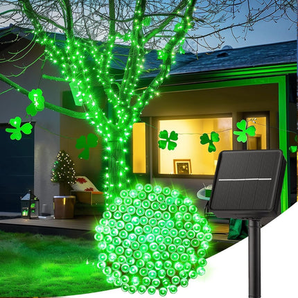 Solar String Lights Outdoor Waterproof, LED Outdoor Light | Solar Fairy Lights with 8 Lighting Modes, IP65 Waterproof Solar Christmas Halloween Lights for Outdoor Outside Tree Patio - Green - Size 22ft 30-LED String Light
