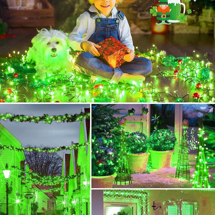 Solar String Lights Outdoor Waterproof, LED Outdoor Light | Solar Fairy Lights with 8 Lighting Modes, IP65 Waterproof Solar Christmas Halloween Lights for Outdoor Outside Tree Patio - Green - Size 22ft 30-LED String Light