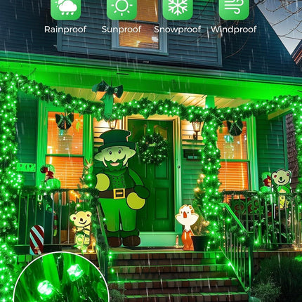 Solar String Lights Outdoor Waterproof, LED Outdoor Light | Solar Fairy Lights with 8 Lighting Modes, IP65 Waterproof Solar Christmas Halloween Lights for Outdoor Outside Tree Patio - Green - Size 40ft 100-LED String Light