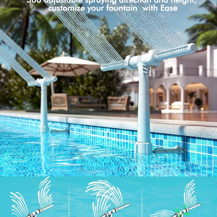 Upgrade Pool Fountain - Dual Spray Water Fountains for Above Ground/Inground Pools, 2-in-1 Adjustable Waterfall Pool Sprinkler Fountain