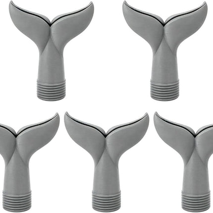 5-Piece Threaded Pool Fountain Nozzle Set for Water Feature Display, 5 Piece Fishtail Heads for Poolside Display Areas Pool Fountain Nozzle Fishtail Head Water Feature Decorative Backyard Threaded Head Set - Gray - Size 95mm