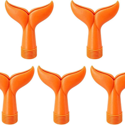 5-Piece Threaded Pool Fountain Nozzle Set for Water Feature Display, 5 Piece Fishtail Heads for Poolside Display Areas Pool Fountain Nozzle Fishtail Head Water Feature Decorative Backyard Threaded Head Set - Orange - Size 95mm