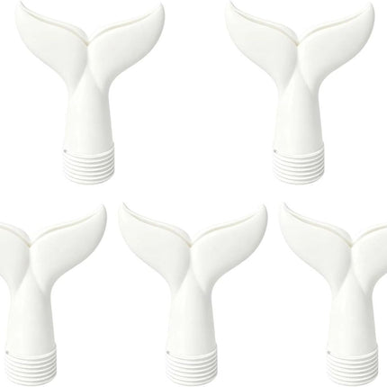 5-Piece Threaded Pool Fountain Nozzle Set for Water Feature Display, 5 Piece Fishtail Heads for Poolside Display Areas Pool Fountain Nozzle Fishtail Head Water Feature Decorative Backyard Threaded Head Set - White - Size 95mm