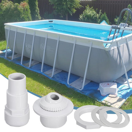 Pool Return Jet Fitting Above Ground Pool Complete Pool Return Jet Kit with Gaskets and Hose Adapter - White - Size 2pcs