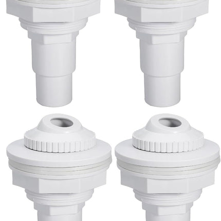 Pool Return Jet Fitting Above Ground Pool Complete Pool Return Jet Kit with Gaskets and Hose Adapter - White - Size 4pcs