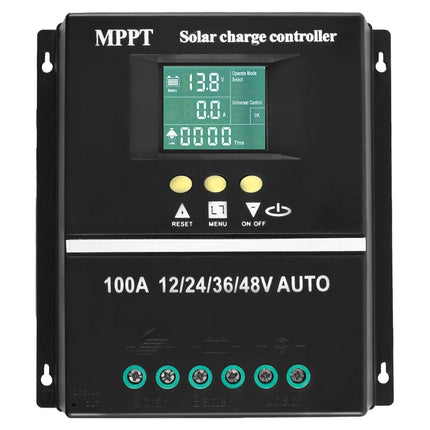 MPPT 36V/48V/24V/12V Solar Charge Controller Tools LCD Dual USB Lead Acid Lithium Batteries Quick Charger - Black - Size 100A