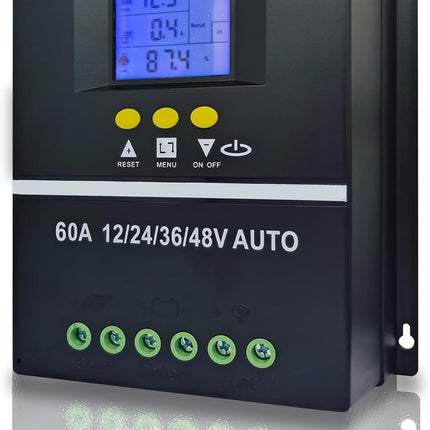 MPPT 36V/48V/24V/12V Solar Charge Controller Tools LCD Dual USB Lead Acid Lithium Batteries Quick Charger - Black - Size 60A