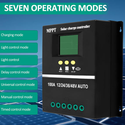 MPPT 36V/48V/24V/12V Solar Charge Controller Tools LCD Dual USB Lead Acid Lithium Batteries Quick Charger - Black - Size 60A
