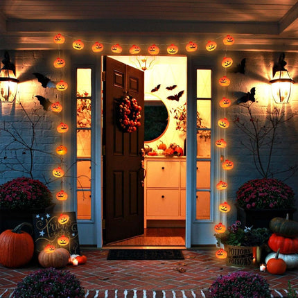 Halloween LED Lights Pumpkin String Lights Battery-Powered Lights Waterproof - Yellow - Size 1.5m 10-LED light