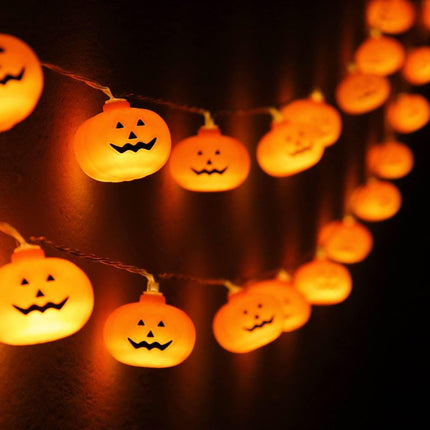 Halloween LED Lights Pumpkin String Lights Battery-Powered Lights Waterproof - Yellow - Size 3m 20-LED light