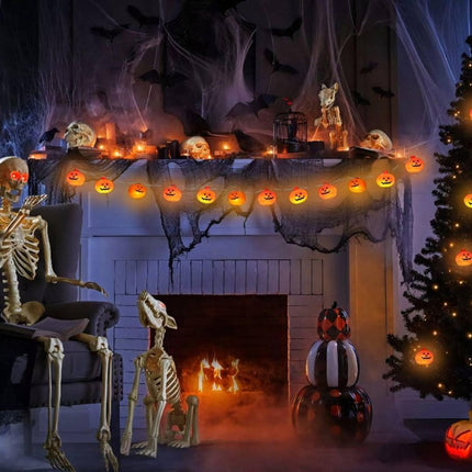 Halloween LED Lights Pumpkin String Lights Battery-Powered Lights Waterproof - Yellow - Size 3m 20-LED light