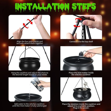 Halloween Outdoor Decorations Witch Cauldron Tripod Stand (Size 78cm)