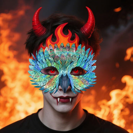 Owl Beak Face Mask Halfface Bird Face Cover for Masquerade (Green)