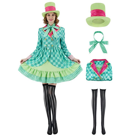 Hatter Costume Women Mad Tea Party Halloween Cosplay Dress (Size L)