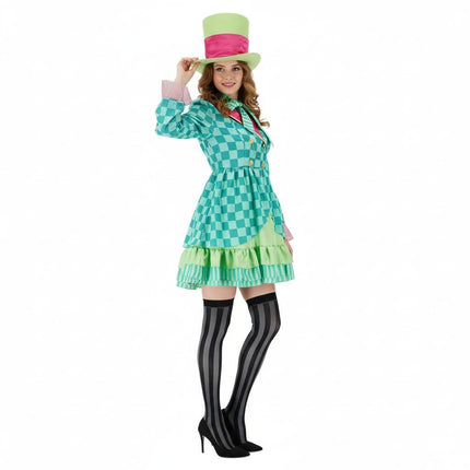 Hatter Costume Women Mad Tea Party Halloween Cosplay Dress (Size L)