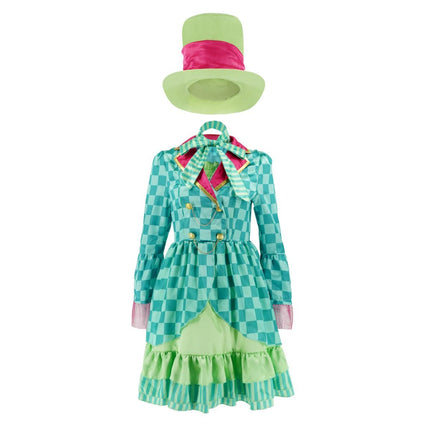 Hatter Costume Women Mad Tea Party Halloween Cosplay Dress (Size XXL)