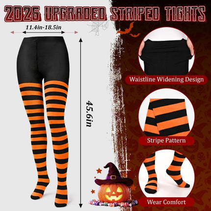 4 PCS Halloween Costume Set for Women Adult, Perfect for Halloween | All-in-One Halloween Costume Set with Double-Sided Poncho, Striped Tights, Candy Bag for Halloween Cosplay