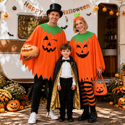 4 PCS Halloween Costume Set for Women Adult, Perfect for Halloween | All-in-One Halloween Costume Set with Double-Sided Poncho, Striped Tights, Candy Bag for Halloween Cosplay