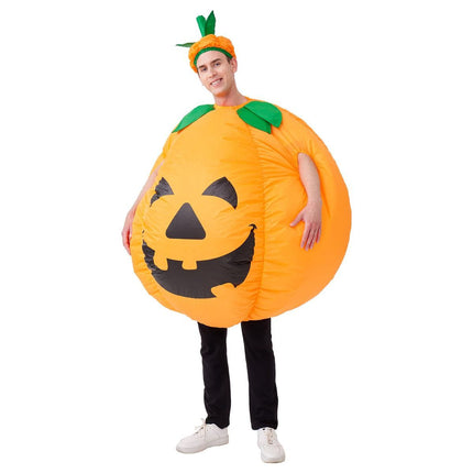 Pumpkin Inflatable Costume Blow up Costume Orange Fancy Dress Adult Jumpsuit Halloween Cosplay Outfit Gift