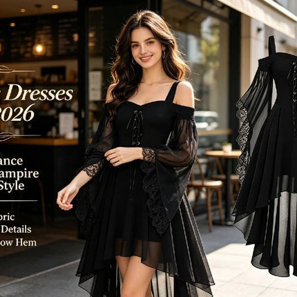 Women Witch Dress Halloween Costumes Vampire Woman Renaissance Medieval Butterfly Sleeve Mesh Gothic Dresses - Red - Size XXL