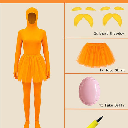 Orange Jumpsuit Ballet Skirt Fake Belly Costume Set Halloween Costume Costume Adult - Orange - Size L
