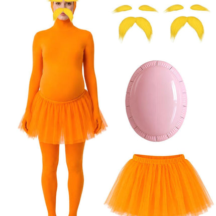 Orange Jumpsuit Ballet Skirt Fake Belly Costume Set Halloween Costume Costume Adult - Orange - Size S