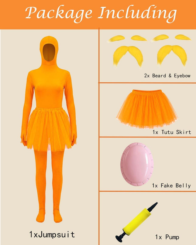 Orange Jumpsuit Ballet Skirt Fake Belly Costume Set Halloween Costume Costume Kids – product detail