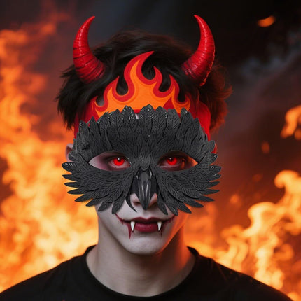 Owl Beak Face Mask Halfface Bird Face Cover for Masquerade (Black)