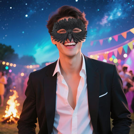 Owl Beak Face Mask Halfface Bird Face Cover for Masquerade (Black)