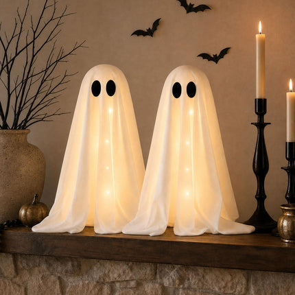 Halloween Decorations -2 Packs Spooky Light Up Ghosts with Lights