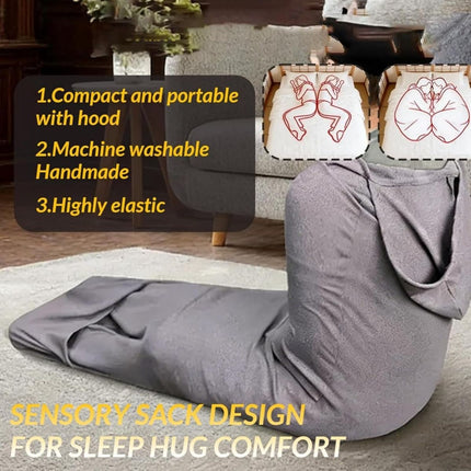 Sleep Pod - Wearable Blanket Hoodie for Anxiety Relief & Deep Sleep, Portable Personal Sleeping Bag for Travel, Camping and Cozy Lounging - Gray - Size 185cm*45cm