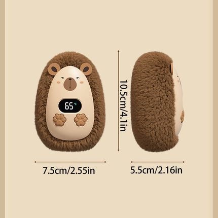 Rechargeable Hand Warmer Plush Animal Hand Warmer USB Hand Warmer 3-Setting - Brown - Size Fits Adult Hands