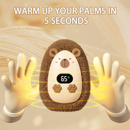 Rechargeable Hand Warmer Plush Animal Hand Warmer USB Hand Warmer 3-Setting - Brown - Size Fits Adult Hands