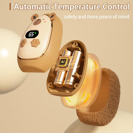 Rechargeable Hand Warmer Plush Animal Hand Warmer USB Hand Warmer 3-Setting - Brown - Size Fits Adult Hands