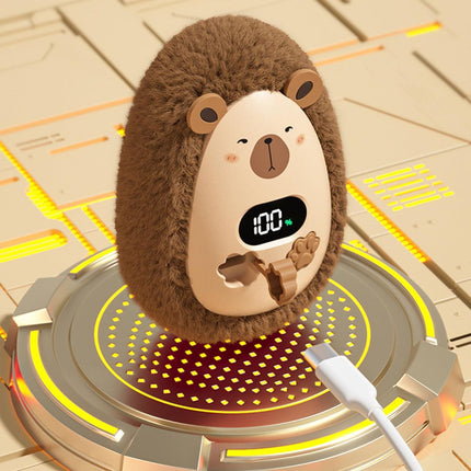 Rechargeable Hand Warmer Plush Animal Hand Warmer USB Hand Warmer 3-Setting - Brown - Size Fits Adult Hands